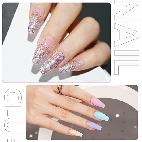 GAOY 2Pcs 16ml Gel Nail Glue for Acrylic Nails Tips, 2 in 1 Nail Glue and Base Coat, UV Light Cure