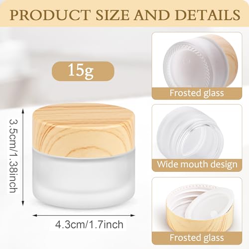 Frosted Glass Jar 12 Pack 15g/0.5oz Cosmetic Cream Jar Empty Sample Jars Travel Makeup Container Jar Pot For Lotion Cream Lip Balm Eyeshadow And More