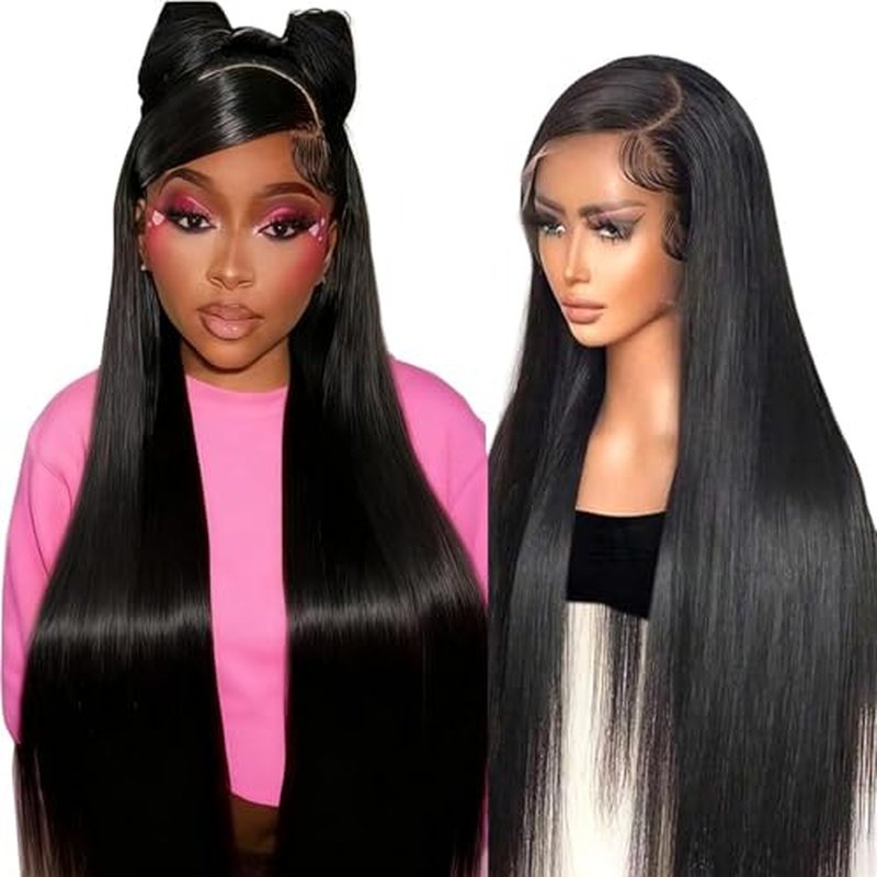 Straight Wigs Human Hair 13x6 Lace Front Wigs Human Hair Straight Lace Front Wigs 24 Inch Pre Plucked Transparent Lace Frontal Glueless Wigs for Women Hair Replacement Wigs