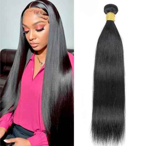 One Bundle Straight Human Hair 100g/Pack 24 Inch 12A Unprocessed Black Double Weft Quick Wave Extensions for Women