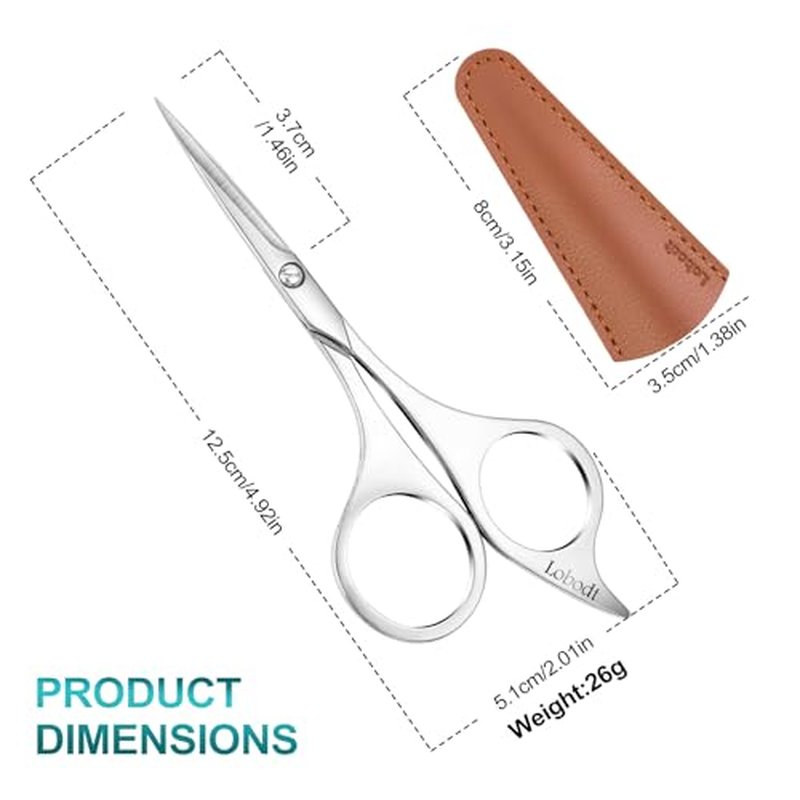 Professional beard scissors, 4.9-inch (silver) small pointed stainless steel hairdressing scissors, Moustache Trimming£¬suitable for personal care and beauty of both men and women