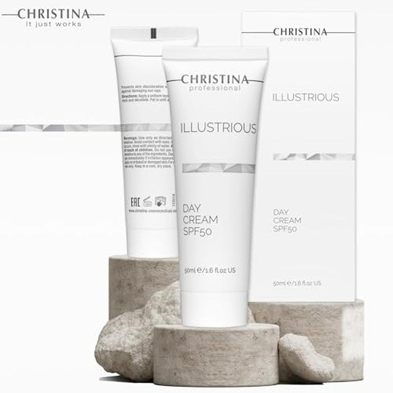 Christina - Illustrious - Day Moisturizer with SPF 50 ? Sunscreen Cream for Face with Advanced Hydration and Sheen Support ? Moisturizing Cream for Radiance & Tone ? Daily Use for Neck & Face ? 50ml