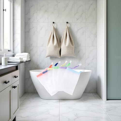 10 PCS Foaming Mesh Bags, Portable Soap Saver Hangable Net Soap Pouches, Nylon Drawstring Bags Shower Foaming Mesh Face Cleansing Tool Bath Soaps