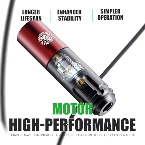 Dragonhawk A1 Beginner Tattoo Kit, Cordless Complete Pro Tattoo Gun Pen Machine Kit, Cartridges Tattoo Machine Needles