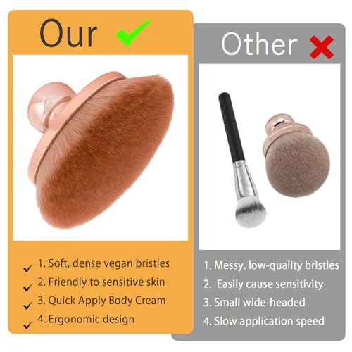 UNIMEIX Blend & Blur Extra Large Body Makeup Brush with Drawstring Bag, 4.5 Inch Wide-headed Sunscreen Applicator Kabuki Brush for Face, Legs, Body (RoseGold)