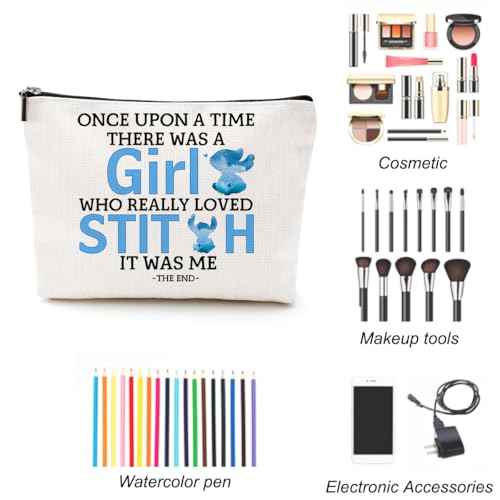 Cartoon Lover Gift Cute Cartoon Themed Cosmetic Make up Bag Travel Makeup Zipper Pouch Bag Birthday Gifts for Women Girls Friends