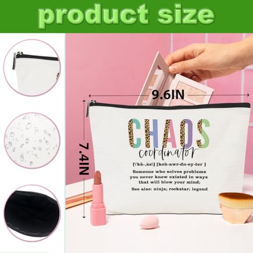4pcs Chaos Coordinator Makeup Bag Chaos Coordinator Gifts for Women Cosmetic Bag, Thank You Gifts for Women Her Moms Manager Colleagues Retirement Boss Gift, Makeup Pouch Zipper Bags
