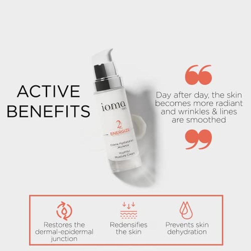 IOMA Paris - ENERGIZE Youthful Moisture Cream - Anti-Aging Protective Skin Firming Face Cream, Fights First Signs of Wrinkles, Day and Night Face Moisturizer, (30 ml)
