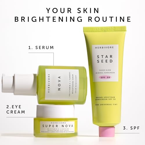 HERBIVORE Super Nova 5% THD Vitamin C + Caffeine Brightening Eye Cream | Targets Dark Circles & Puffiness | Vegan, Plant-Based, Cruelty-Free,15 mL / 0.5 oz