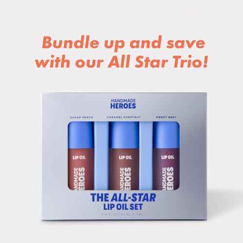 Handmade Heroes 100% Natural Vegan Lip Oil with Squalane Non-Sticky Lip Gloss Moisturizing, Shiny, Nourishing Korean Lip Gloss - Super Glaze (Clear)