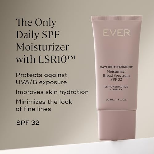 EVER Daylight Radiance Moisturizer SPF 32 ? Mineral Broad-Spectrum + Hydrating Coverage, Lightweight Glow Enhancer - Clear