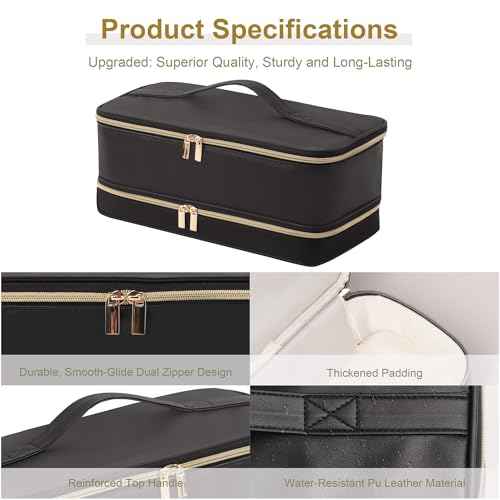 Travel Carrying Case for Dyson Shark Flexstyle Revlon Hair Dryer Airwrap, Double-Layer Dyson Airwrap Travel Case Shark Hair Tools Storage Bag for Airwrap Styler and Attachments, Black