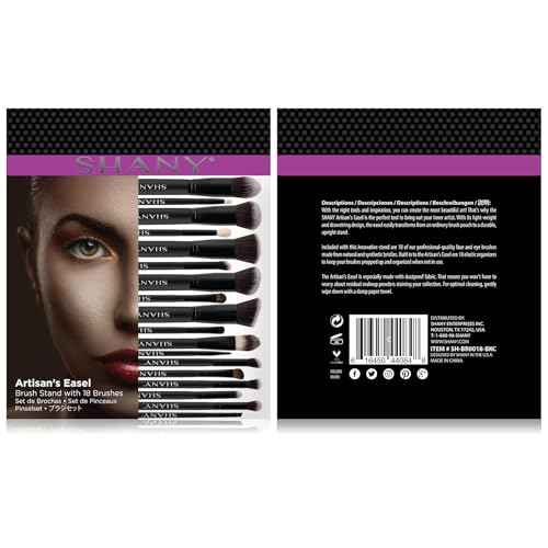 SHANY Artisan¡¯s Easel Bamboo ? Elite Cosmetics Brush Collection - Complete Kabuki Makeup Brush Set with Standing Convertible Brush Holder - 18 pcs (BLACK)