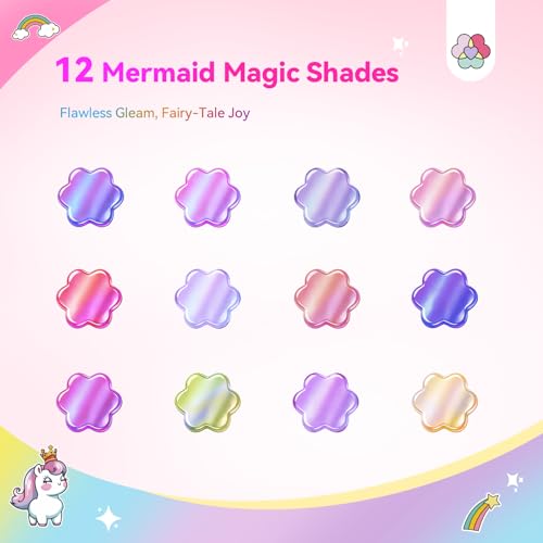 SAVILAND Glamkids Kids Nail Polish Set: Plant-Based 12 Colors Toddler Nail Polish Toxic-Free Peel-Off Kids Fingernail Polish with Nail Art Stickers Decals for Christmas Birthday Gifts Girls Ages 5-12