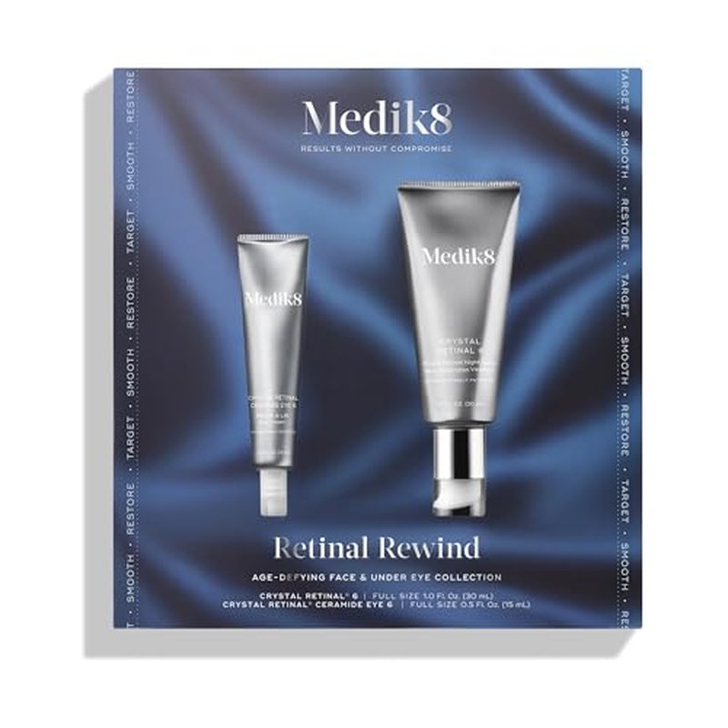 Medik8 Retinal Rewind Kit - Retinal Face Serum and Under Eye Cream for Puffiness and Wrinkles - Smoothing Serum for Face Hydrates Skin - 2 pc