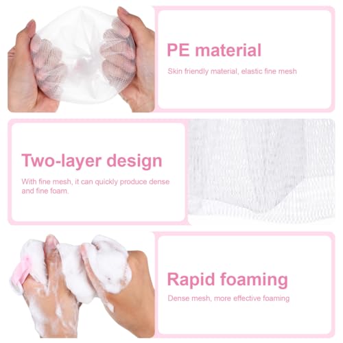 3 Pcs Japanese Soap Foaming Nets Exfoliating Mesh Soap Saver Pouches for Facial Cleansing Easy to Use for Body and Shower