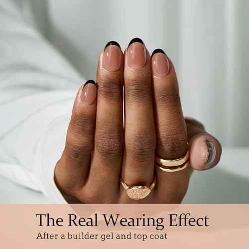 BTArtboxnails XCOATTIPS French Gel Nails - Black French Tip Press on Nails, Soft Gel Extra Short Almond Nail Tips, Press on Nails Acrylic Nail, Soak Off Fake Nails Extension