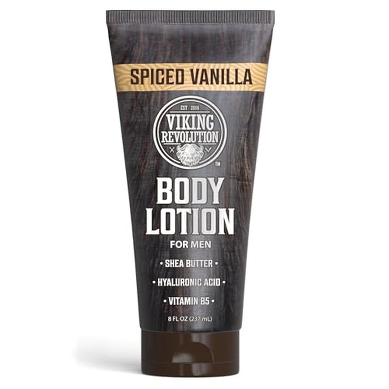 Viking Revolution Spiced Vanilla Body Lotion for Men ? Mens Lotion for Dry Skin with Shea Butter, Hyaluronic Acid and Vitamin B5 ? Nourishing Mens Body Lotion for Hydrated and Smooth Skin - 8oz,1 Pack