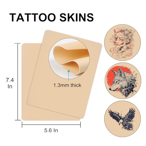 30Pcs Tattoo Practice Skin Kit with Transfer Paper - Yugui 10pcs Professional 1.3mm Fake Skin & 20pcs Premium Tracing Stencil Paper Set for Beginners to Artists Kits Supplies