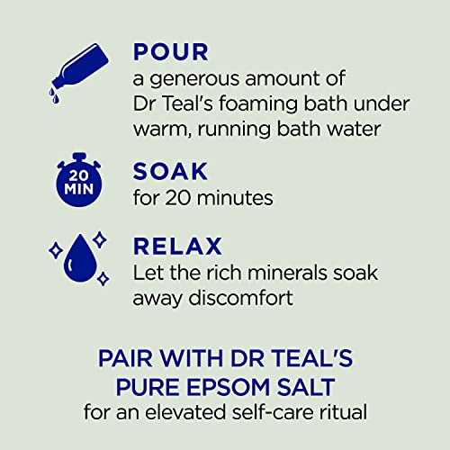 Dr Teal's Foaming Bath with Pure Epsom Salt, Relax & Relief with Eucalyptus & Spearmint, 34 fl oz (Pack of 4)