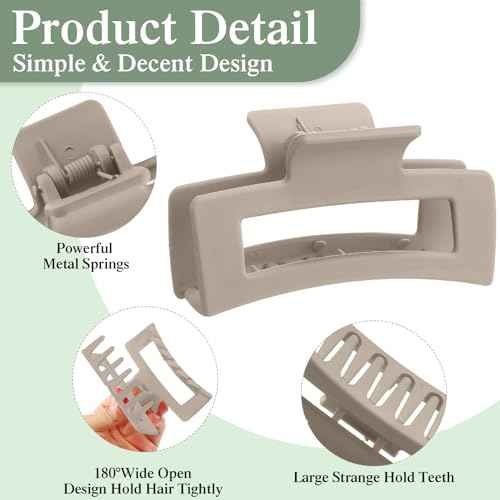 Cindeer 64 Pcs Medium Hair Claw Bulk Hair Clips Set Rectangle Claw Clips Matte Thin Clamps Accessories for Women Girls for Thick(3.35 Inch and 2 Inch,Matte Color)