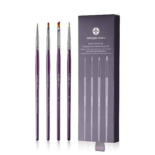 EIGSHOW Eyeliner Brush Set, Ultra Fine Gel Eyeliner Brush for Precision Eye Liner, Eyebrow Filling, Face Painting, 4 Pieces
