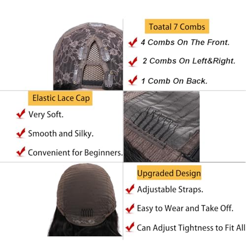 V Part Wig Human Hair Body Wave 1B/30 Highlight Ombre Wigs for Black Women Wear and Go Glueless Human Hair Wig Upgrade U Part Wigs No Sew in No Glue Beginner Friendly 180% Density 18 inch