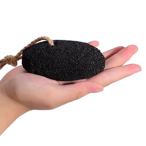Pumice Stone Foot and Hand Scrubber - Natural Lava Stone for Callus Remover, Foot Exfoliation, Hand Scrub, Pedicure Tool, Dry Skin Remover, Promote Healthy Foot and Hand Care (Black)