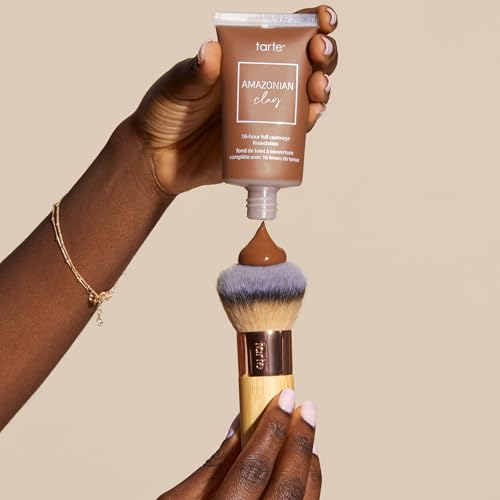 tarte the buffer airbrush finish foundation brush ? Blending Brush for Cream, Liquid or Powder Makeup, Buildable Coverage & Seamless Application for Flawless Airbrush Finish, Vegan & Cruelty-Free