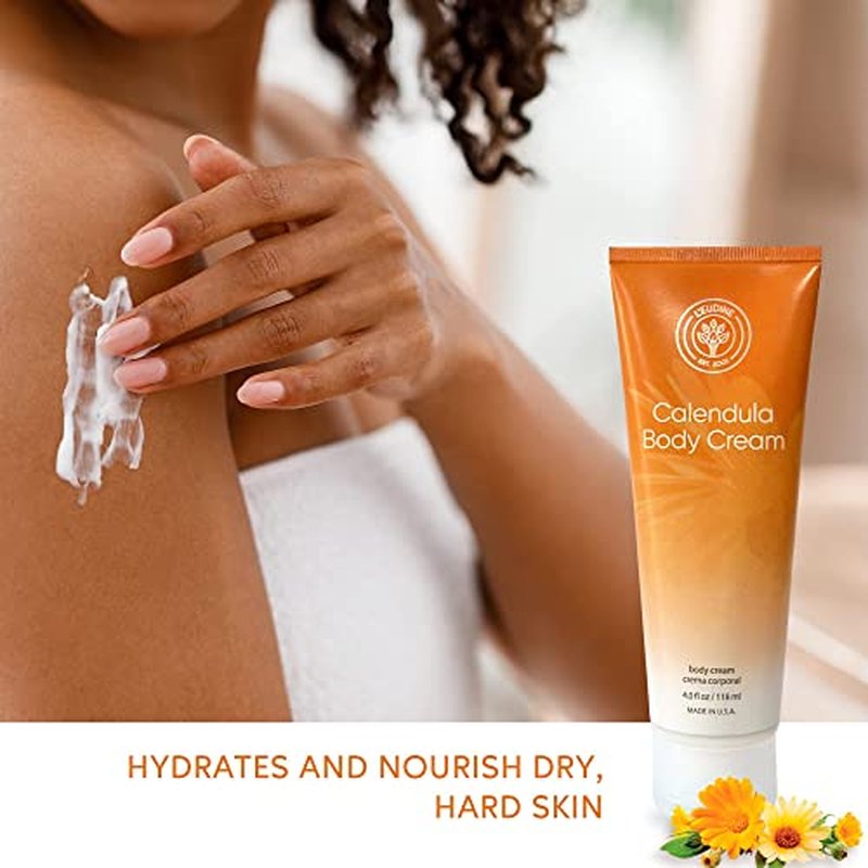 L¡¯EUDINE Calendula Cream ? Pack of 6-4fl oz Calendula Body Cream for Acne, Wrinkles, Fine Lines, Scars ? Calming and Soothing Repair Cream ? Natural Calendula Extract with Vitamin E, Echinacea
