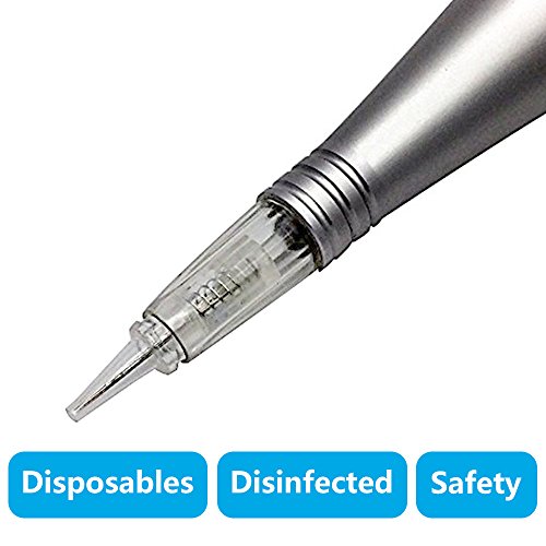Pinkiou Permanent Makeup Cartridges Round 1RL Tattoo Needles and Caps for Eyebrow Tattoo Machine Microblading Pen Pigment Tips (Pack of 10)