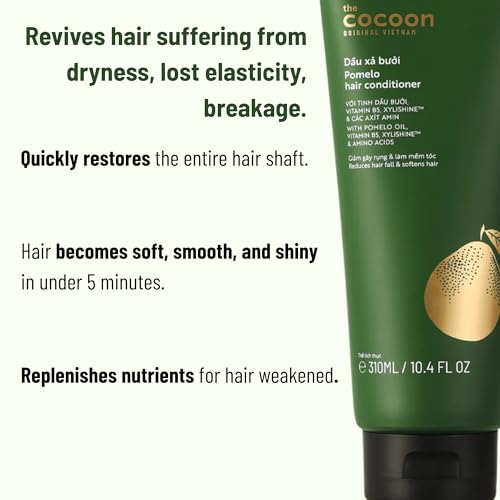 Cocoon Pomelo Essential Oil Conditioner with Xylishine & Amino Acid, Hair Growth for Thinning Hair, Organic Conditioner No Sulfate, Vegan to Soften, Reduce Loss & Volumize Hair Growth