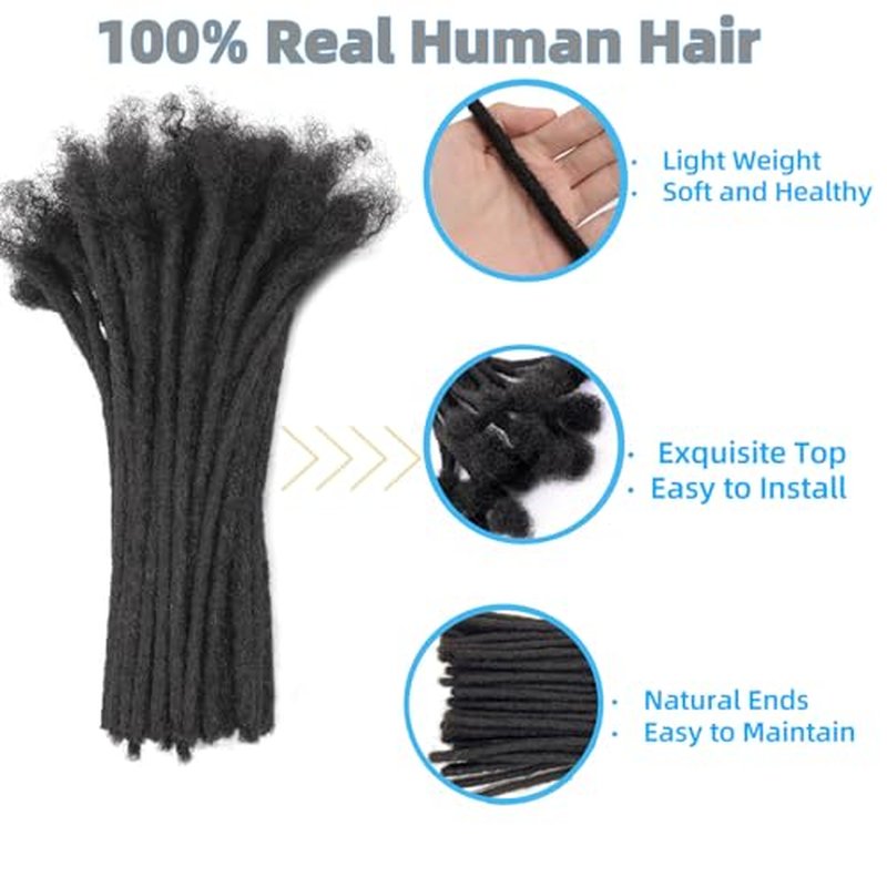 Loc Extension Human Hair 0.4cm Width 12inch 40 Strands 100% FUll Handmade Permanent Dreadlock Extension Human Hair for Women/Men/Kids Can Be Dyed Bleached Curled (Width 0.4cm Natual Black)