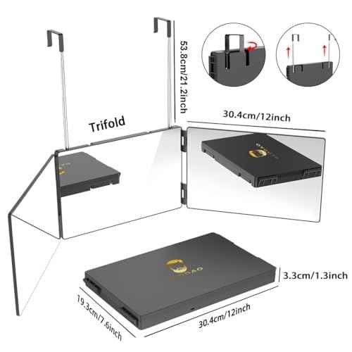 360 Mirror for Haircuts for Men for Women for Braiding Hair Trifold 3 Way Mirror to See Back of Head Barber Haircut Tool Three Way for Hair Cutting Self Cut