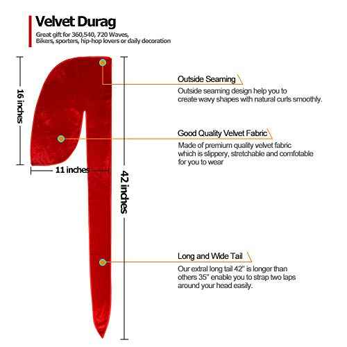 4 Pieces Men Velvet Durag with Long Tail Silky Durag Headwraps for 360 Waves