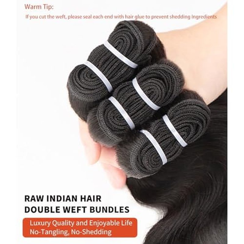 MLIP Raw Bundles Human Hair Body Wave, No Tangle Shedding, Keep Texture Silky Soft After Multiple Washes, 15A Raw Indian Hair Bundles 20 Inches, Triple Lifespan 3X