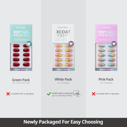 BTArtbox Press On Nails Almond - Amber Hoops, Tortoise Shell Short French Tip Press On Nails with Glue and Adhesive Tabs for Women, Soft Gel Glue On Nails in 16 Sizes - 32 Stick On Nails Kit