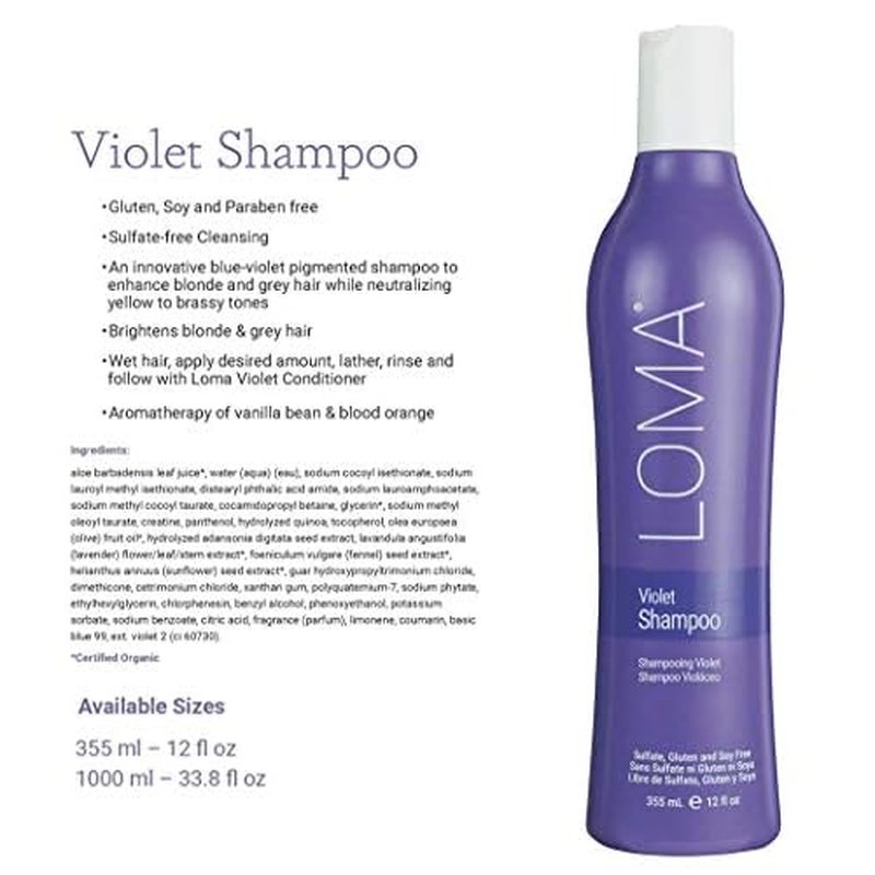 LOMA Violet Shampoo and Violet Conditioner (DUO PACK) 33 Sulfate, Paraben and Gluten FREE