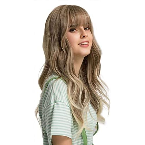 Esmee 24" Women Synthetic Wigs Long Wavy Blond with Fluffy Air Bangs Light