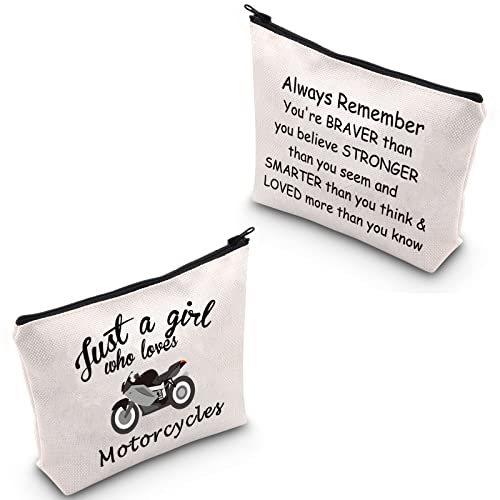 CMNIM Motorcycle Gifts for Her Just a Girl Who Loves Motorcycles Makeup Bag Motorcycle Biker Girl Woman Rider Gifts (Motorcycles Makeup Bag)