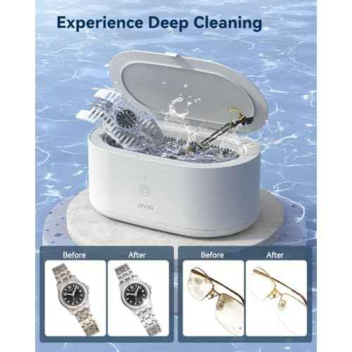 Ultrasonic Jewelry Cleaner, Phniti 20OZ Retainer Cleaner Machine 46KHz Deep Silver Rings, Necklaces, Eyeglasses, Machine Dental Use