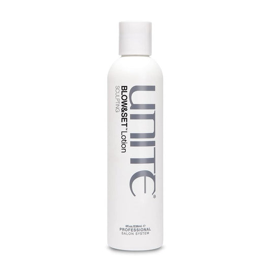 UNITE Hair – BLOW&SET Lotion – Heat-Activated Sculpting Lotion for Volume, Shape & Soft Flexible Hold – UV & Thermal Protection – 8 Fl Oz