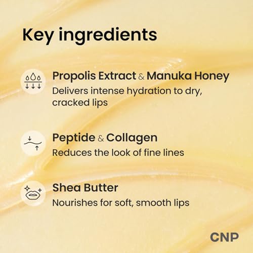 CNP Honey Lip Butter - Propolis Lipcerin¢â 01 Original, Hydrating Overnight Manuka Lip Balm & Mask, 12hr Long-Lasting Moisture, Stocking Stuffers, Gifts for Women, 0.5 fl.oz.