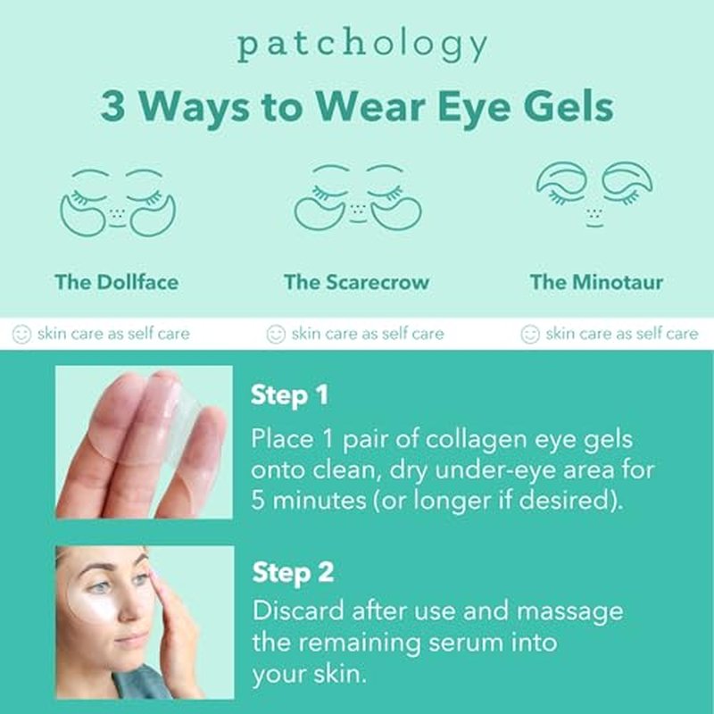 Patchology Rejuvenating Under Eye Gels - Hydrating Eye Mask w/Caffeine, Hydrolyzed Collagen & Centella Asiatica- Under Eye Patches For Dark Circles - Minimize Puffiness & Wrinkle Reducer - 30 ?Pairs