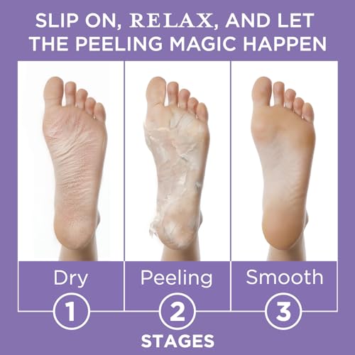 Lee Beauty Exfoliating Foot Peeling Mask (4 Pack) - Foot Mask for Dry Cracked Feet with Lavender, Lactic Acid and Mandelic Acid - Removes Dead Skin Feet Peeling Mask (4 Pairs)