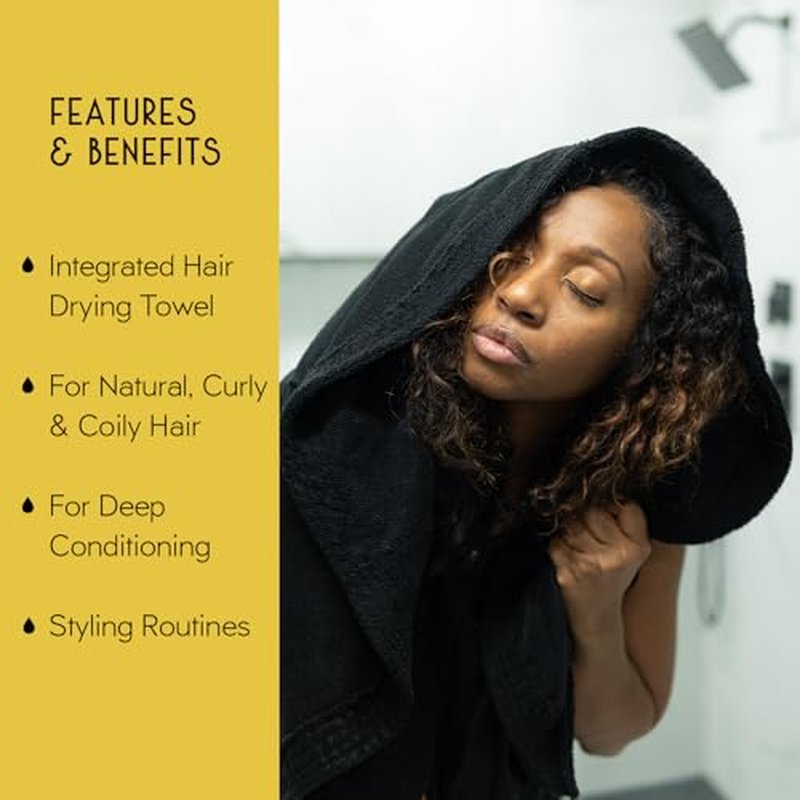 2-In-1 Protective Wearable Garment with Integrated Hair Drying Towel, White-Black, S/M L/XL 2XL/3XL, Unisex
