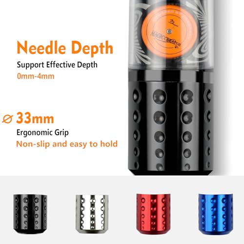 Dragoart Tattoo Gun Wireless Tattoo Machine Brushless Motor 10800Rpm, 0-4mm Needle Depth Aluminium Alloy Frame Direct Drive System LED Display, Rotary Tattoo Gun 1300mAh for 6hrs Tattooing (Silver)