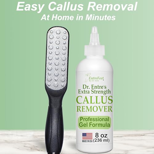 Callus Remover Gel & Double-Sided Foot File: 8 oz Extra Strength Callus Remover for Feet, Foot Callus Remover Care, Pedicure Tools Supplies, Spa Kit, Dead Skin Scrubber
