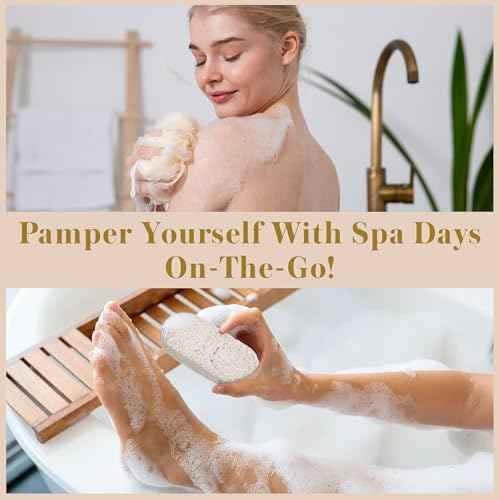 Bella Ciao 6-Piece Body and Skincare Set, Women¡¯s Beauty Travel Basket, Spa Gift Set, Bath Accessories, Includes Face Massage Roller, Hair Brush, Exfoliation Tools, and Decorative Wooden Tray