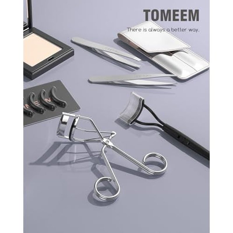 Eyelash Curler with Comb, Professional Volumizing Lash Lift Kit Lash Curler with Refill Pads for Home & Travel Uses, Silver